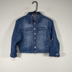 Highway Jeans Denim Jean Jacket Kids Girls Medium Blue Roll Tab Sleeve Casual